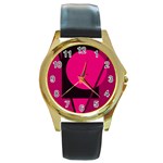 Decorative geometric design Round Gold Metal Watch Front