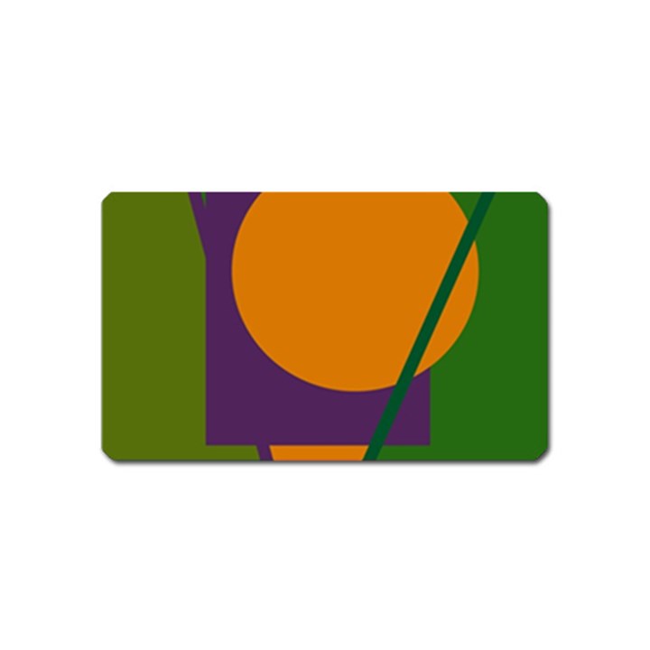 Green and orange geometric design Magnet (Name Card)