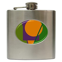 Green And Orange Geometric Design Hip Flask (6 Oz) by Valentinaart