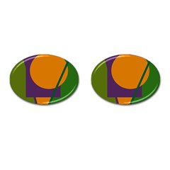 Green And Orange Geometric Design Cufflinks (oval) by Valentinaart