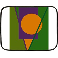 Green And Orange Geometric Design Fleece Blanket (mini) by Valentinaart