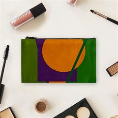 Green And Orange Geometric Design Cosmetic Bag (small)  by Valentinaart