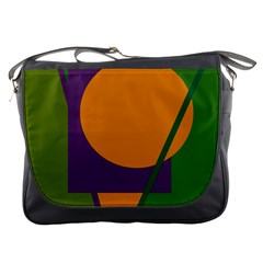 Green And Orange Geometric Design Messenger Bags by Valentinaart