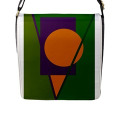 Green And Orange Geometric Design Flap Messenger Bag (l)  by Valentinaart