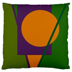 Green And Orange Geometric Design Large Flano Cushion Case (one Side) by Valentinaart