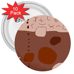 Brown Abstract Design 3  Buttons (10 Pack)  by Valentinaart