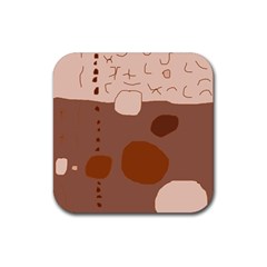 Brown Abstract Design Rubber Coaster (square)  by Valentinaart