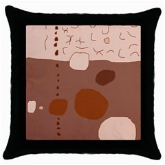 Brown Abstract Design Throw Pillow Case (black) by Valentinaart