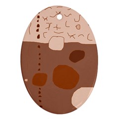 Brown Abstract Design Oval Ornament (two Sides)