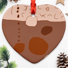 Brown Abstract Design Heart Ornament (2 Sides) by Valentinaart