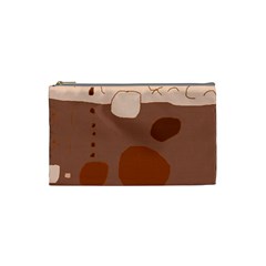 Brown Abstract Design Cosmetic Bag (small)  by Valentinaart