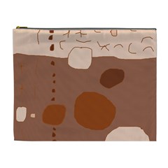 Brown Abstract Design Cosmetic Bag (xl) by Valentinaart