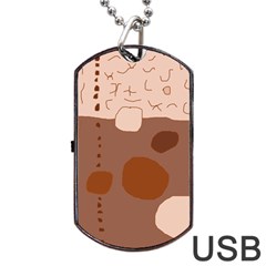 Brown Abstract Design Dog Tag Usb Flash (two Sides)  by Valentinaart