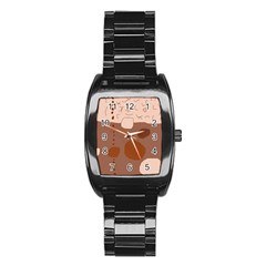 Brown Abstract Design Stainless Steel Barrel Watch