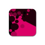 Pink dots Rubber Square Coaster (4 pack)  Front