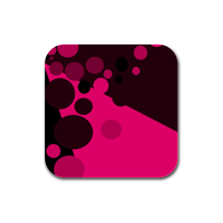 Pink dots Rubber Square Coaster (4 pack) 