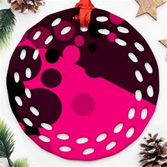 Pink Dots Ornament (round Filigree) 