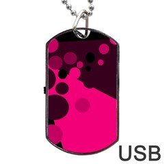 Pink Dots Dog Tag Usb Flash (one Side)