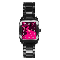 Pink Dots Stainless Steel Barrel Watch