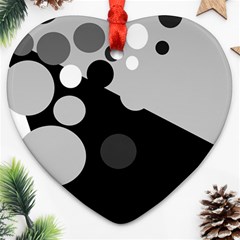 Gray Decorative Dots Ornament (heart)  by Valentinaart