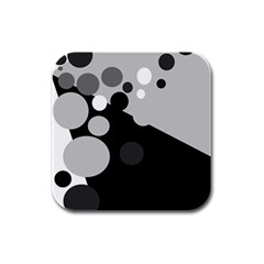 Gray Decorative Dots Rubber Square Coaster (4 Pack)  by Valentinaart