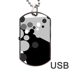 Gray Decorative Dots Dog Tag Usb Flash (two Sides) 