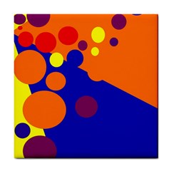 Blue And Orange Dots Tile Coasters by Valentinaart