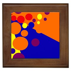 Blue And Orange Dots Framed Tiles by Valentinaart