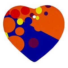 Blue And Orange Dots Ornament (heart)  by Valentinaart