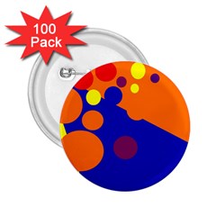 Blue And Orange Dots 2 25  Buttons (100 Pack)  by Valentinaart