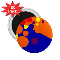 Blue And Orange Dots 2 25  Magnets (100 Pack)  by Valentinaart