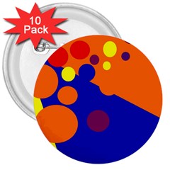 Blue And Orange Dots 3  Buttons (10 Pack)  by Valentinaart