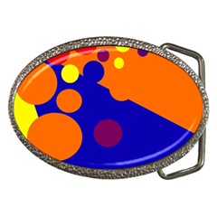 Blue And Orange Dots Belt Buckles by Valentinaart