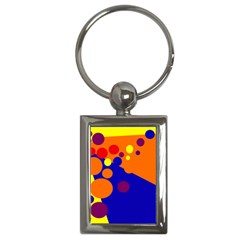 Blue And Orange Dots Key Chains (rectangle)  by Valentinaart