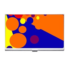 Blue And Orange Dots Business Card Holders by Valentinaart