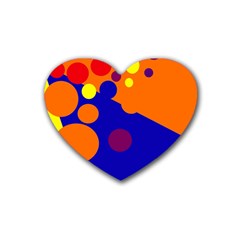 Blue And Orange Dots Rubber Coaster (heart) 