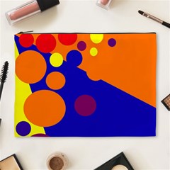 Blue And Orange Dots Cosmetic Bag (xl) by Valentinaart