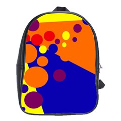 Blue And Orange Dots School Bags(large)  by Valentinaart