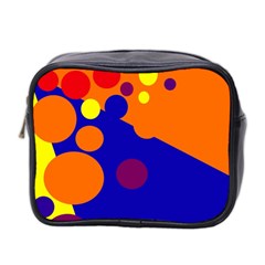 Blue And Orange Dots Mini Toiletries Bag 2-side by Valentinaart