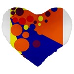 Blue and orange dots Large 19  Premium Heart Shape Cushions Front