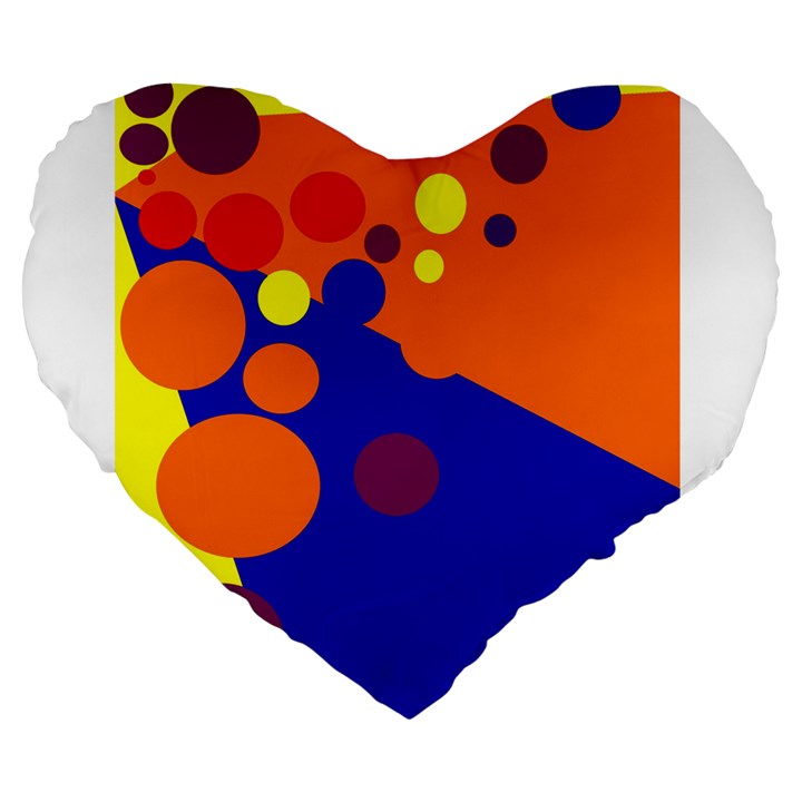 Blue and orange dots Large 19  Premium Heart Shape Cushions