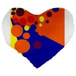 Blue and orange dots Large 19  Premium Heart Shape Cushions Back