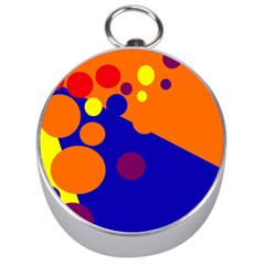 Blue And Orange Dots Silver Compasses by Valentinaart