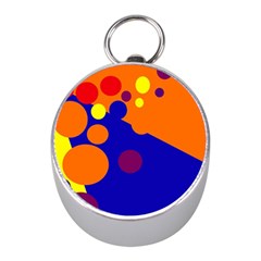 Blue And Orange Dots Mini Silver Compasses by Valentinaart