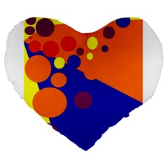 Blue And Orange Dots Large 19  Premium Flano Heart Shape Cushions