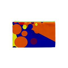 Blue And Orange Dots Cosmetic Bag (xs) by Valentinaart