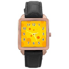 Abstract Sun Rose Gold Leather Watch  by Valentinaart