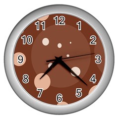 Brown Abstract Design Wall Clocks (silver)  by Valentinaart