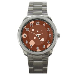 Brown Abstract Design Sport Metal Watch by Valentinaart