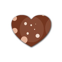 Brown Abstract Design Rubber Coaster (heart)  by Valentinaart